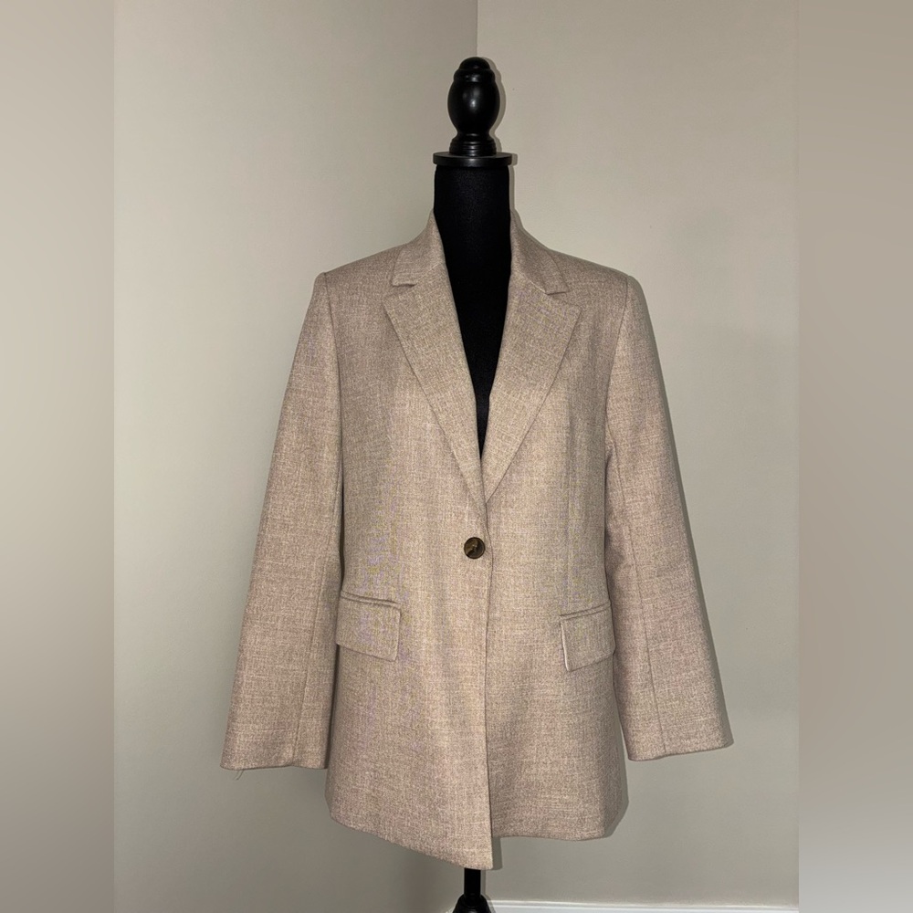 Zara Light Brown Textured Blazer